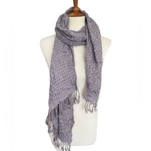 Women’s scarf Gray and silver, shawl, wrap with fringe, warm, winter